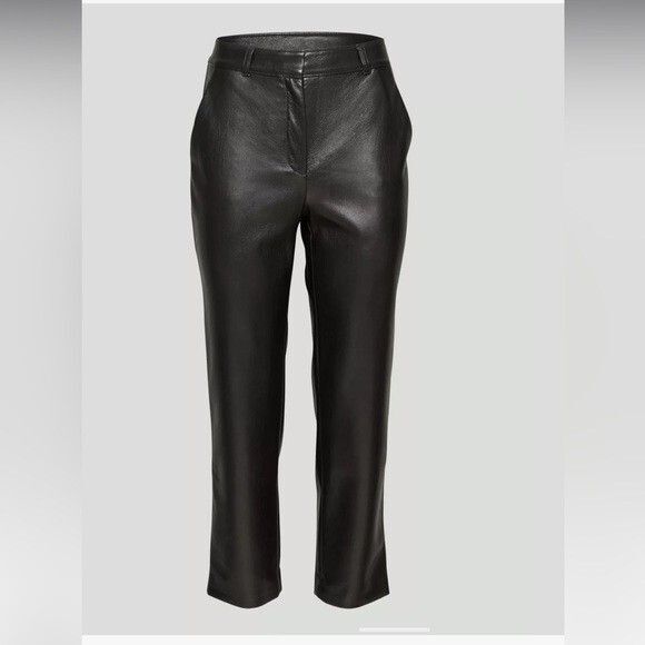 Gorgeous Artitzia BABATON Cropped Black Vegan Leather Trouser Pant SZ 6 - Picture 8 of 14